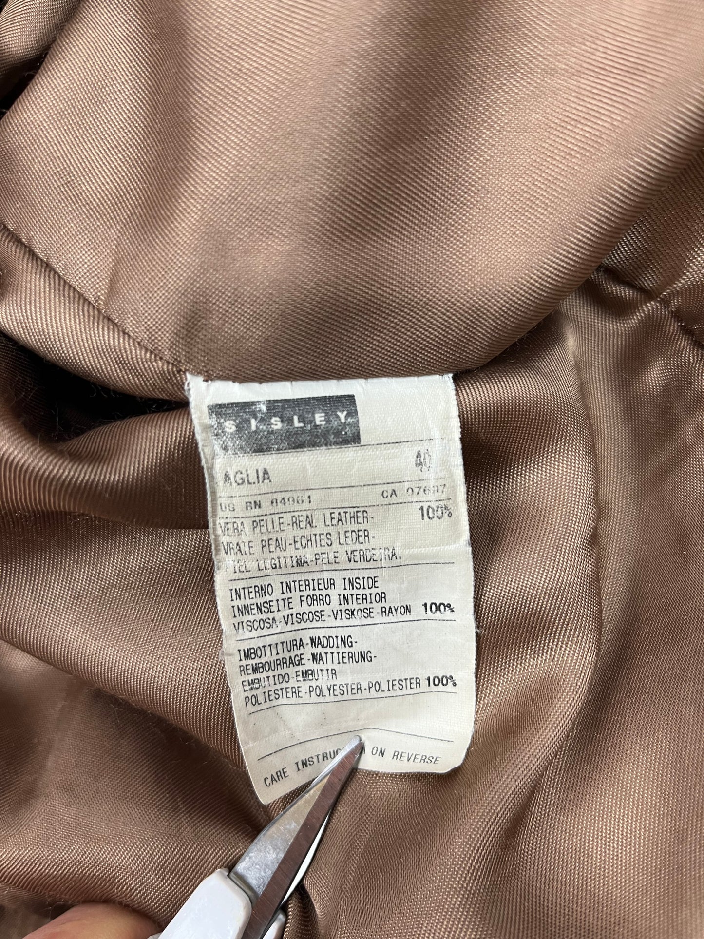 Sisley brown leather jacket UK10