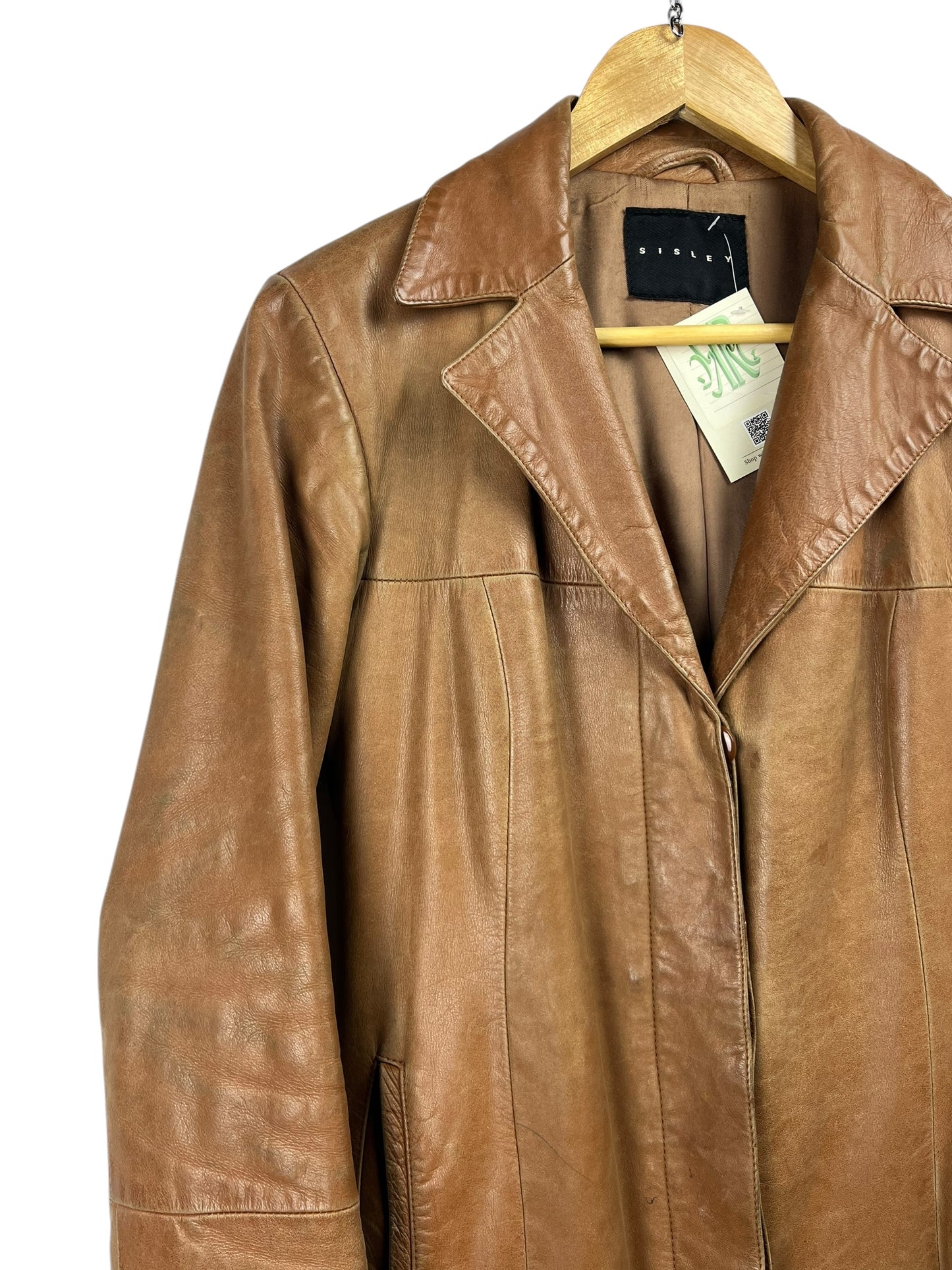 Sisley brown leather jacket UK10