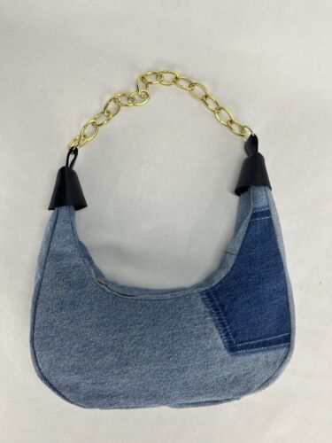 Halfmoon denim bag with chain handle made in UK