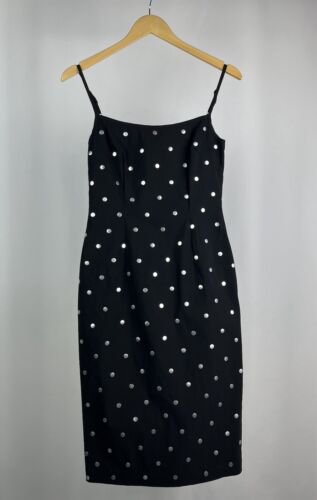 Moschino Jeans pencil black dress with mettalic pola dots UK12