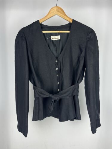 Georges Rech Paris linen black V neck top