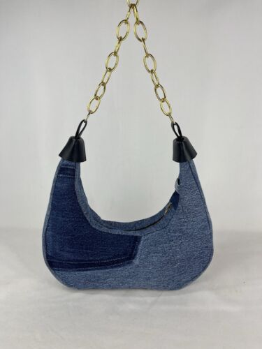 Halfmoon denim bag with chain handle made in UK