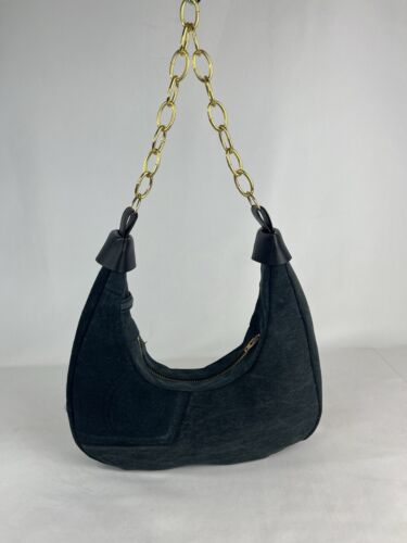 Halfmoon denim bag with chain handle made in UK