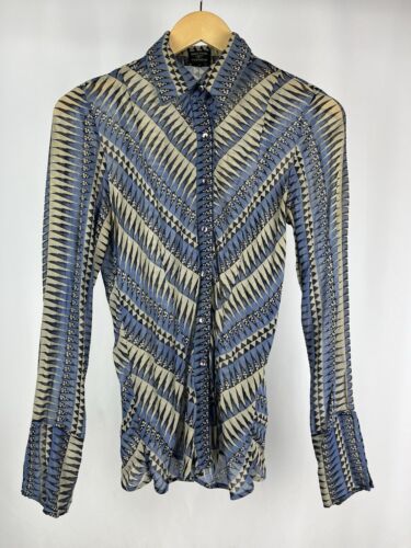 Kate Moss100% silk shirt with geometric pattern UK8