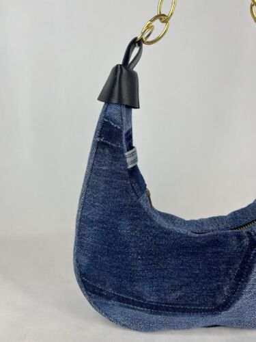 Halfmoon denim bag with chain handle made in UK