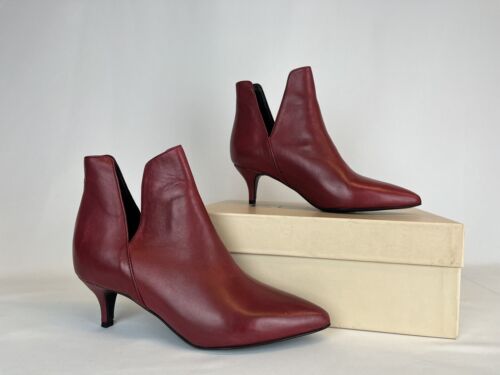 Made in Italy Genuine Leather Red Boots with thin Heel - Size: UK 5