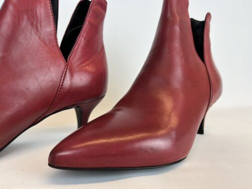 Made in Italy Genuine Leather Red Boots with thin Heel - Size: UK 5