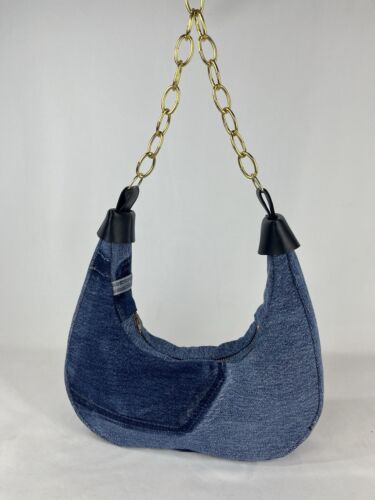 Halfmoon denim bag with chain handle made in UK