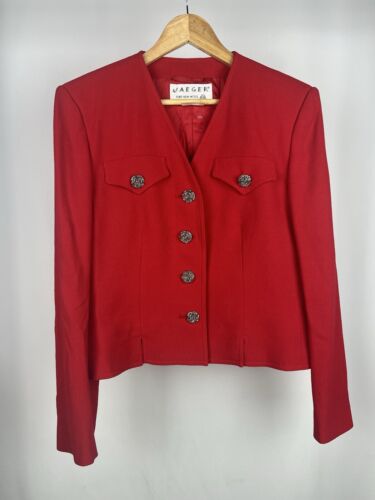 Jaeger pure new wool red blazer UK 10