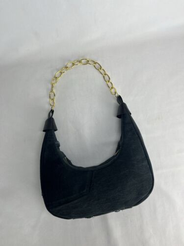 Halfmoon denim bag with chain handle made in UK