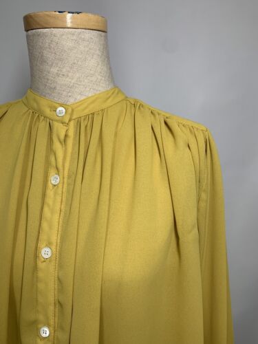 Authentic 1970s Mustard Blouse with Ruffles - Excellent Condition - Vintage Chic