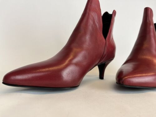 Made in Italy Genuine Leather Red Boots with thin Heel - Size: UK 5