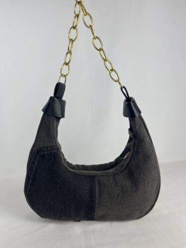 Halfmoon denim bag with chain handle made in UK