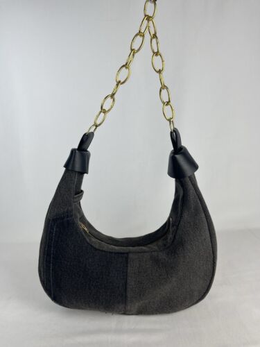 Halfmoon denim bag with chain handle made in UK