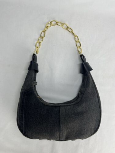 Halfmoon denim bag with chain handle made in UK