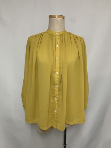 Authentic 1970s Mustard Blouse with Ruffles - Excellent Condition - Vintage Chic