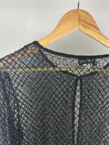 Stenay Glass beaded black sheer top Size S