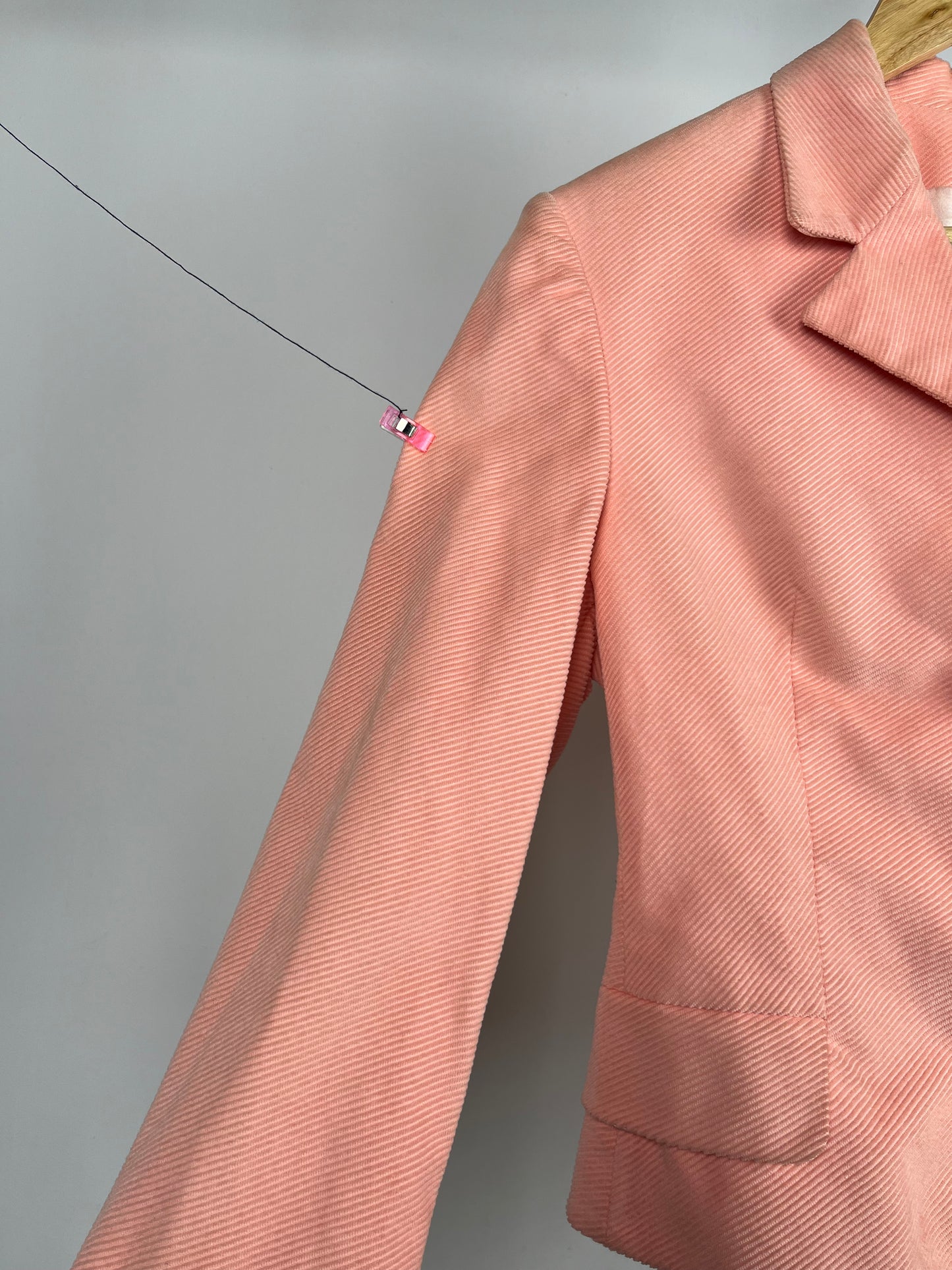 1970s Versace Jeans Couture peach blazer with gold mettalic buttons