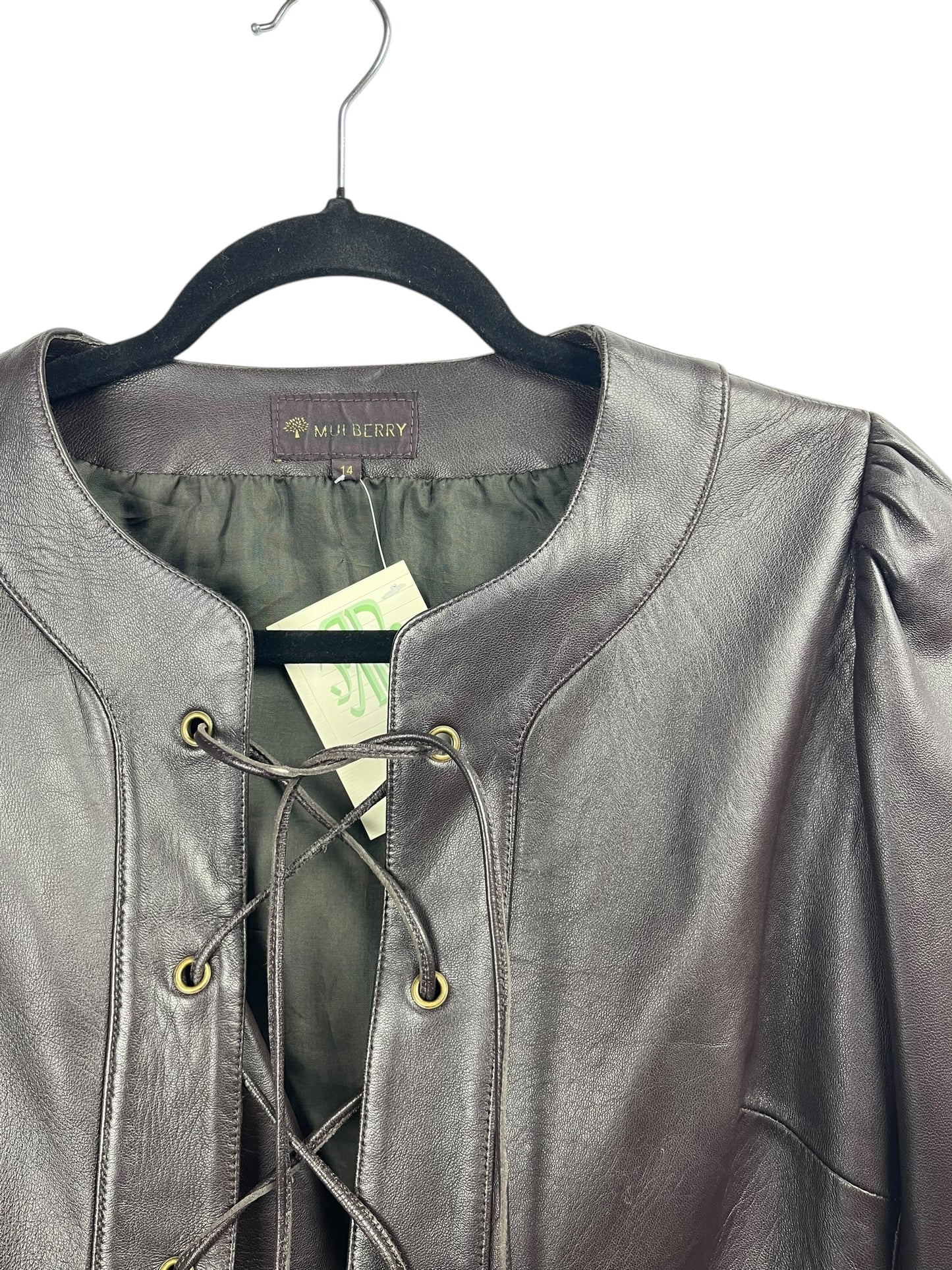 Mulberry leather jacket with embroidery UK12