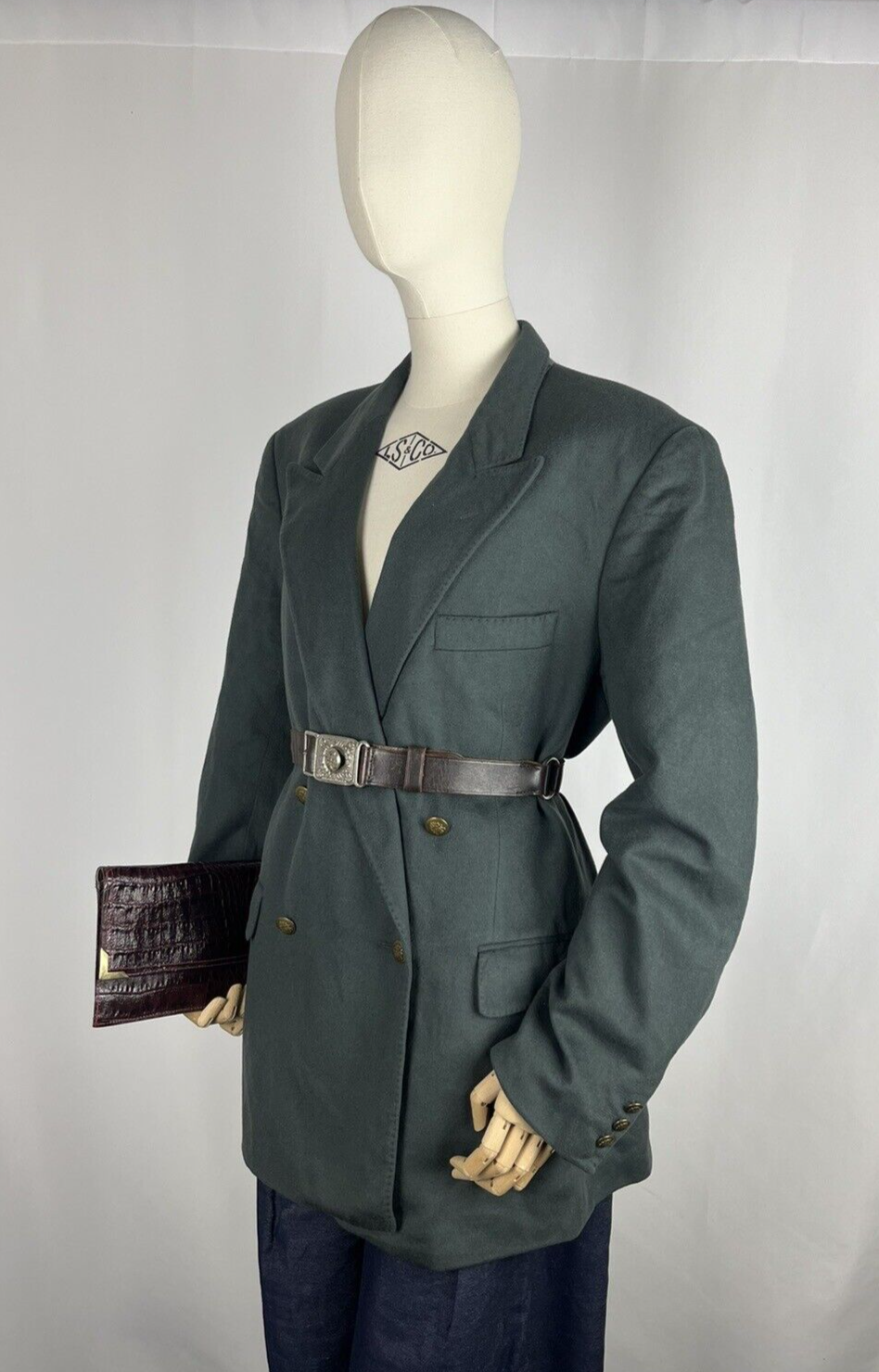 Wool & cashmere green coat made in Italy size one size