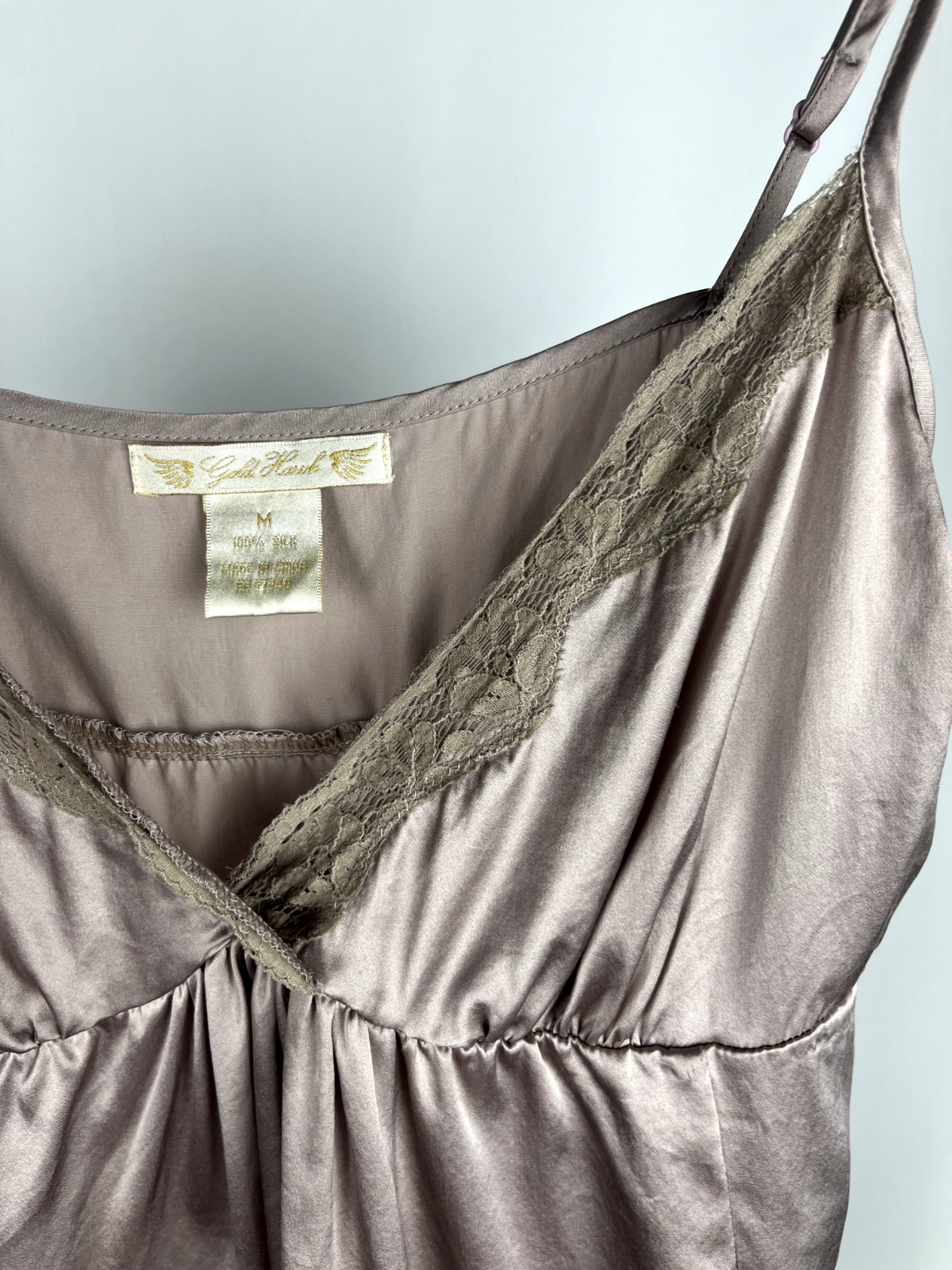 Gold Hawk grey camisole 100% silk size M