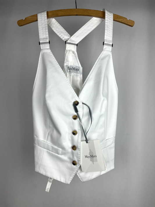 MaxMara White waistcoat 100% silk new with tags UK14