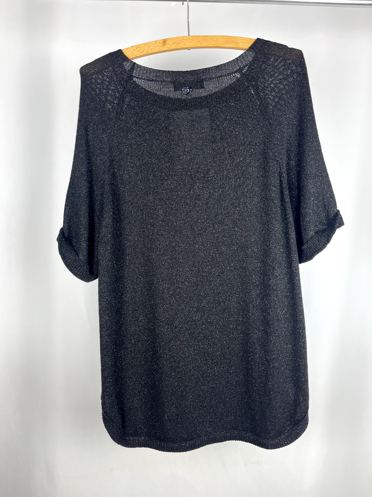 Twinset black top with metalic thread Size XL