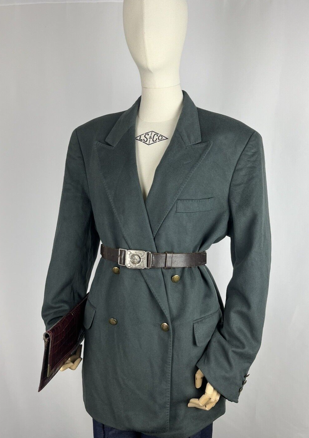 Wool & cashmere green coat made in Italy size one size