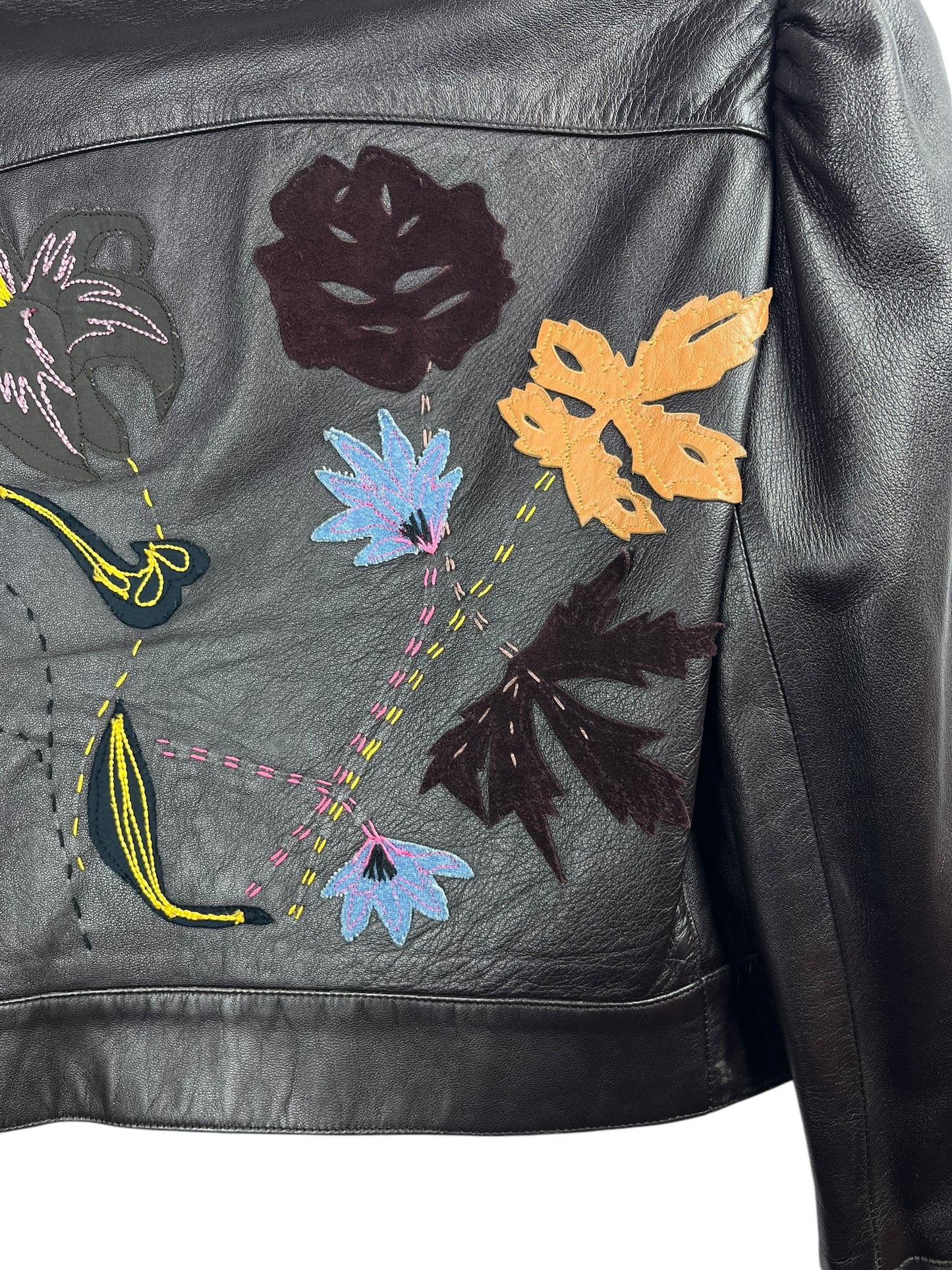 Mulberry leather jacket with embroidery UK12