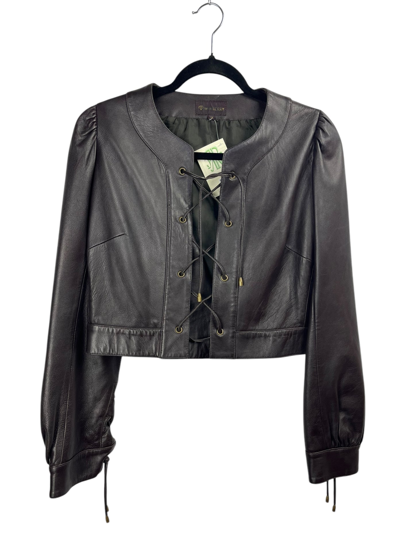 Mulberry leather jacket with embroidery UK12