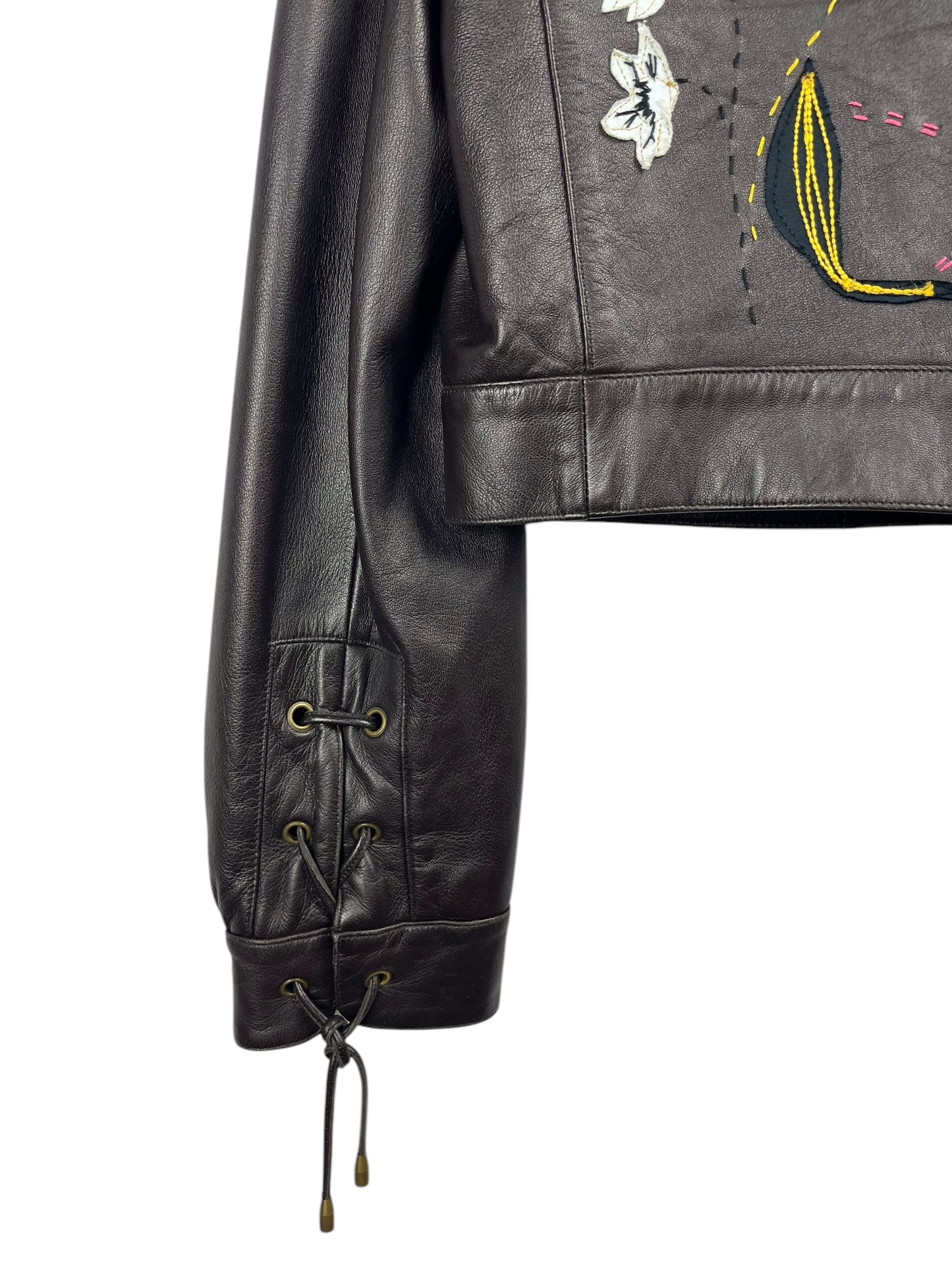 Mulberry leather jacket with embroidery UK12