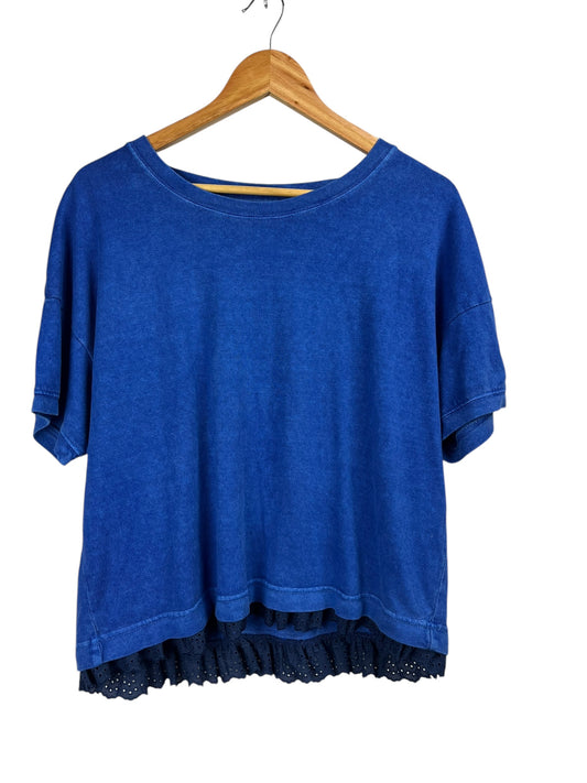 Blue t-shirt with lace trim UK12