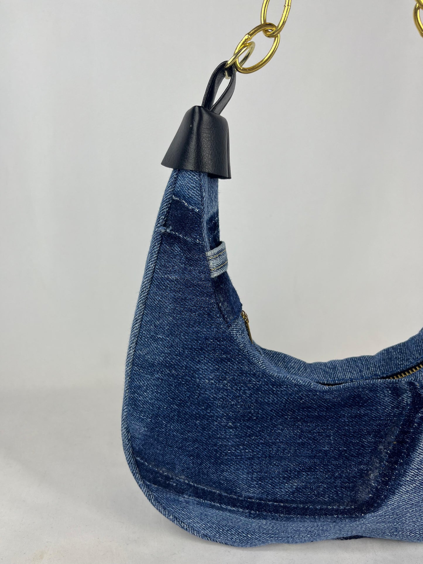 Mezzaluna Iceblue denim bag